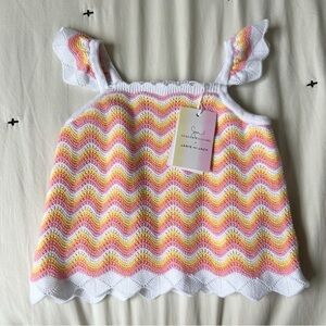 Janie and Jack x Serena Williams Pink and Yellow Chevron Knit Top